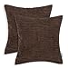 CaliTime Throw Pillow Covers Pack of 2 Comfy Corduroy Corn Striped Waffle Decorative Cushion Cases for Couch Sofa Bed Farmhouse 20 X 20 Inches Brown