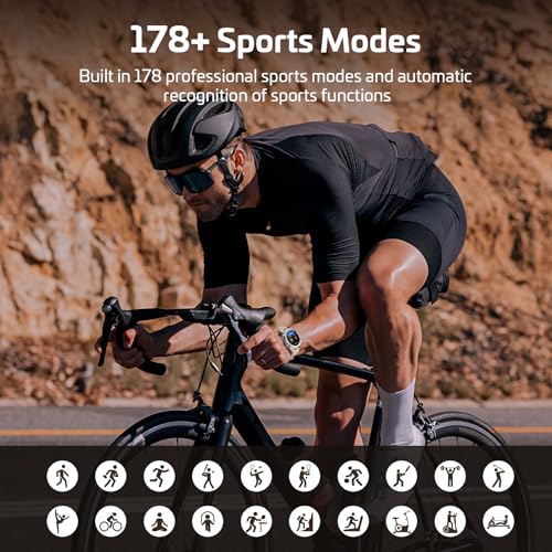 Smartwatch Men Women with GPS, Offline Maps & 6 Satellite Navigation System, 5ATM Waterproof, 21 Day Battery, AI Voice Assistant, 178 Sports Modes, Fitness Tracker with Heart Rate Monitor & Sleep Monitor for Android iOS