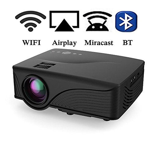Mini Smart Projector, Gzunelic Android WiFi Video Projector 1080P Home Theater Portable Proyector Compatible with Laptop Fire Stick,PS4,HDMI,VGA,USB, Chromecast