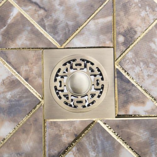 Drain Stopper Square Bathroom Waste Floor Drain Shower Drain Modern Antique Brass Solid Brass 85x100mm 1pcs