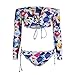 Dovee Women’s 2 Pieces Off Shoulder Lace up Front Tie Dye Bikini Set Bathing Suits Swimwear Swimsuits (L)