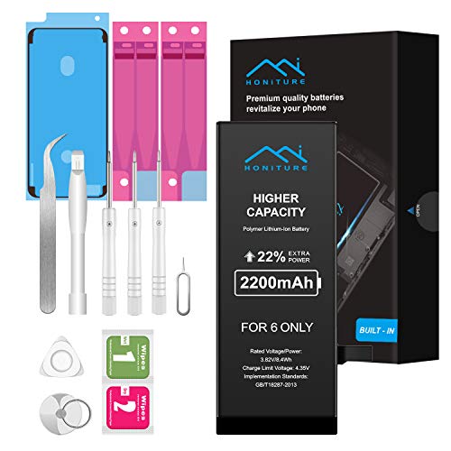 Battery for iPhone 6 2200mAh High Capacity Replacement iPhone 6 Battery, Professional Complete Tool with Two Adhesive Strips and User Manual 0 Cycle Upgrade (for iPhone 6 Only) Battery for iPhone 6 2200mAh High Capacity Replacement iPhone 6 Battery, Professional Complete Tool with Two Adhesive Strips and User Manual 0 Cycle Upgrade (for iPhone 6 Only)