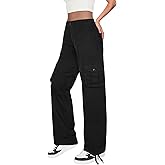 YINTOON 🏆 High Waist Stretch Cargo Pants Women 6 Pockets Relaxed Fit Straight Wide Leg Y2K Pants