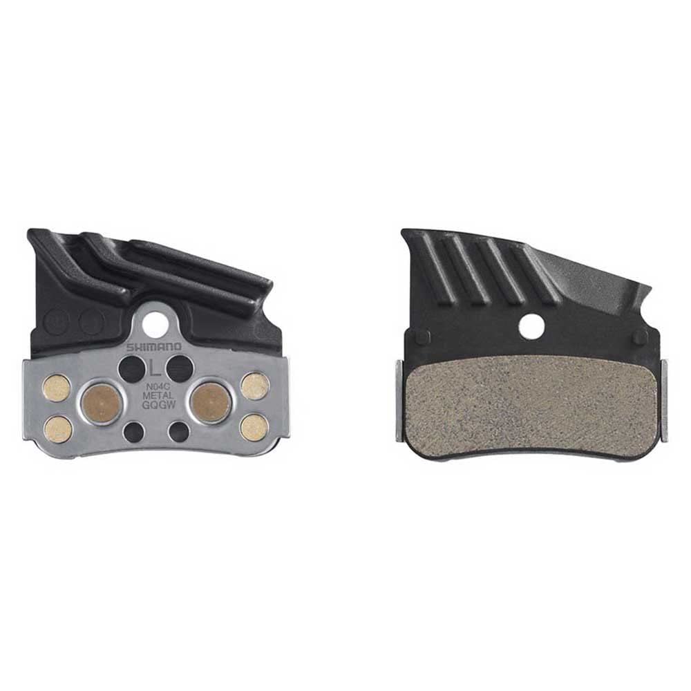 SHIMANO N04C disc pads and spring, alloy/stainless back with cooling fins, metal sintered, Black, One Size