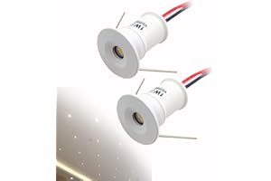 Quentacy DC12V 1W Mini LED Spotlight Jewelry Indoor Display Showcase Counter Ceiling Recessed Light RV Micro Reading Lighting 3000K White Shell 2Pack