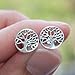 Sterling Silver Plain Round Tree of Life Studs Earrings