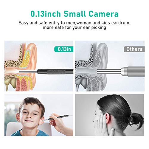 3.5mm USB Otoscope Ear Scope Camera - WETDCQ Waterproof HD Visual Ear Endoscope Ear Camera with Earwax Cleaning Tool, 6 Adjustable LED Lights and 3-in-1 Connector for Android and Windows