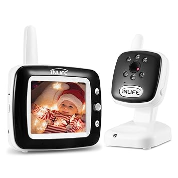 InLife Video Babyphone, Wireless Baby Monitor, Baby-Überwachungskamera mit 3.5 Zoll LCD Display, Baby Schlaflieder, Nachtsich