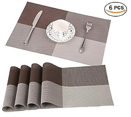 ORPIO (LABLE) PVC Placemat Non-Slip Plastic Table Mat Water-Proof Dining Table Place Mats, Brown (45 X 30 cm)