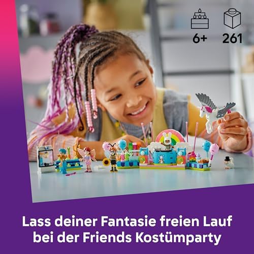Friends Kostümparty mit Einhorn und Fee - Spielzeug für Mädchen ab 6 Jahren - Bühne, DJ-Pult, 4 Minipuppen, der Katze Churro und Einer Pferdefigur sowie lustigem Zubehör - Geschenkidee - 42661