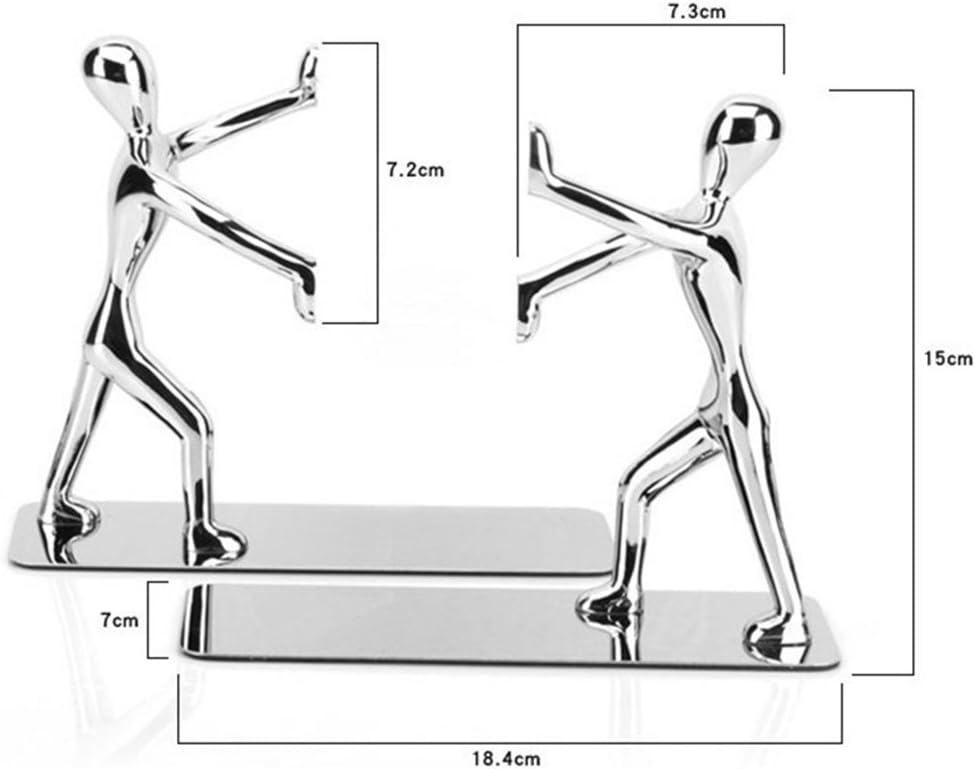 Kioneer Heavy Duty Stainless Steel Kung Fu Man Bookends Nonskid Humanoid Bookends for Home Office Llibrary School Decorative bookends (Kung Fu Man silver) - Image 4