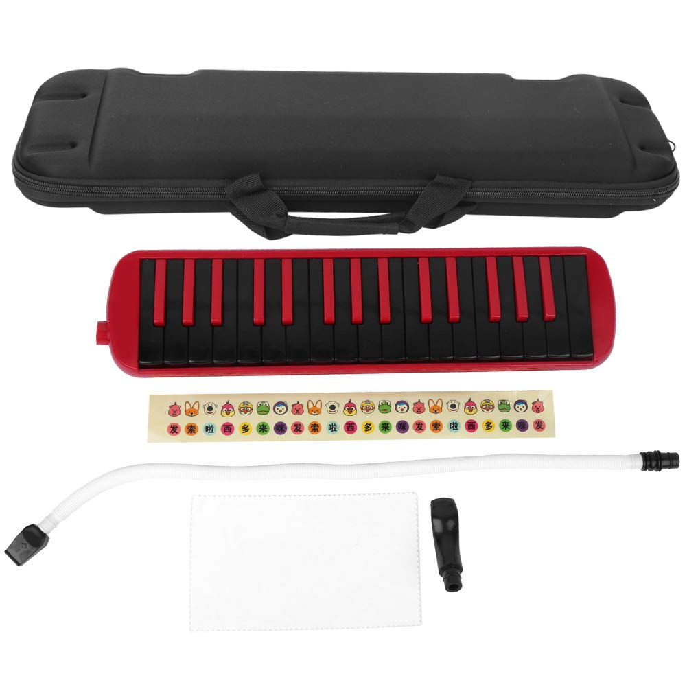 32 Piano Keys Melodica Long Tube Plastic Melodica Tube with Blowpipe Mouthpiece Storage Bag for Kids Beginners Adults Gift (Red) Playing Musical Instruments