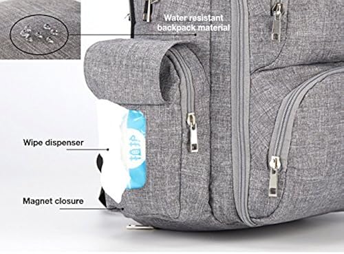 Backpack Diaper Bag for Mom and Dad Stroller Straps, Changing