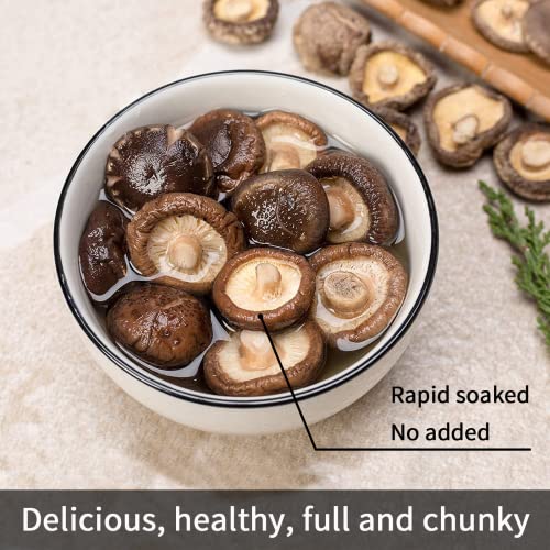 Yan Hou Tang Dried Shiitake Mushrooms Premium New Mycological Dehydrated Mushrooms for Cooking Rehydrate Quickly Soft Texture Fresh Flavor Stemless Natural Grown Mushroom 30-40 mm 8 oz 225gram