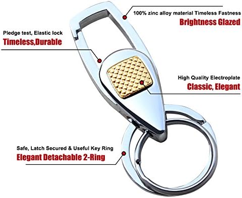 MGCFTan Keychain Heavy Duty Stainless Steel Key ring with 2-Ring