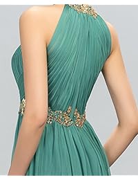 VikDressy - Vestido de dama de honor para mujer, plisado con cuentas, vestido de noche