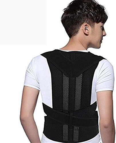 Adjustable Posture Corrector Back Support Shoulder Brace Belt for Men Women Adjustable 5 Size (L)35.4-41.3", Black