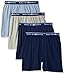 Beverly Hills Polo Club Men's 4 Pack Knit Boxer, Navy/Grey Heather/Light Blue Heather, Large