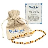 Raw Baltic Amber Teething Necklaces For Babies (Unisex) - Anti Flammatory, Drooling &amp; Teething Pain Reduce Properties - Multi 4 Colors UNPOLISHED Natural Certificated Oval Baltic Jewelry with the Highest Quality Guaranteed. Easy to Fastens with a Twist-in Screw Clasp Mothers Approved Remedies!