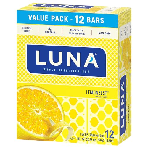 LUNA BAR – LEMONZEST FLAVOR – GLUTEN FREE SNACK BARS – NON-GMO – PROTEIN BARS – MADE WITH ORGANIC OATS – VALUE PACK (12 PACK)