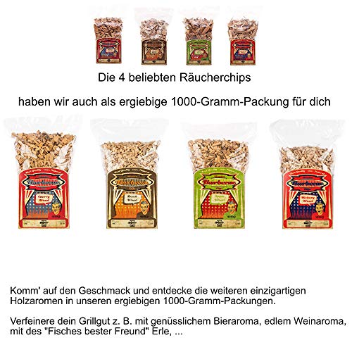 Axtschlag Räucherchips 4er Probier-Set, je 240 g Hickory, Kirsche, Buche, Apfel Wood Chips für besondere Rauch- und… – Bild 4