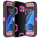 Galaxy S7 Case, E LV Samsung Galaxy S7 - Hybrid Defender Rugged Shockproof Dirtproof Case Cover for Samsung Galaxy S7 - [BLACK / HOT PINK]