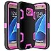 E LV Galaxy S7 Case Hybrid Defender Rugged Shockproof Dirtproof Case Cover for Samsung Galaxy S7 - [Black/HOT Pink]