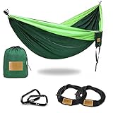 Greenmall Double Portable Camping Hammock, Soft Breathable Parachute Nylon Lightweight Hammock for Hiking Travel Backpacking Beach Garden, 440lbs Capacity, 106