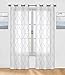 Regal Home Collections Brenda Trellis Embroidered Sheer Voile Grommet Curtain Panels, 2 Pack, Assorted Colors, (Gray)
