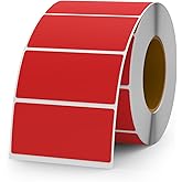 YIKIADA Red Color Coding Labels 1 × 2 Inches Self-Adhesive Vinyl Rectangle Stickers Waterproof Name Tags Removable Roll for Office School Home 500 PCS
