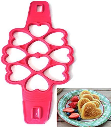 MOSERIN Silicone Pancake Ring,Different Types of Nonstick Pancake Molds, Easy to Make Perfect Pancake (heart-shaped)