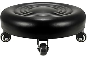 Vapaa taide Rolling Stools with 5 Wheels Modern Low Roller Seat Stool for Home Office Men Wemen Girl Shop Salon Kitchen Garage or Sofa Foot Rest Black