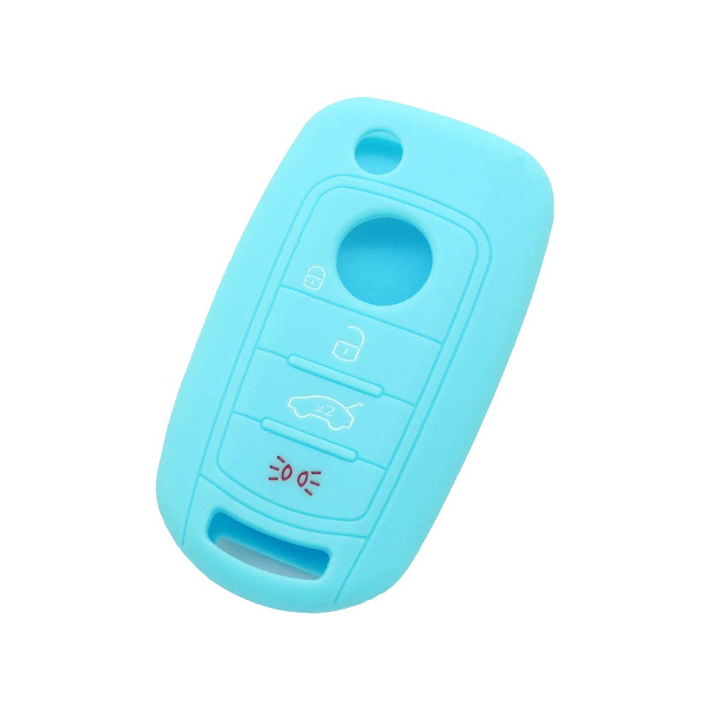BROVACS Silicone Cover Protector Case Holder Skin Jacket Compatible with FIAT DODGE 4 Button Flip Remote Key Fob CV9262 Light Blue
