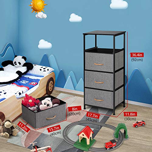 COSYLAND 4 Drawer Dresser Storage Tower, Fabric Organizer Unit Stable