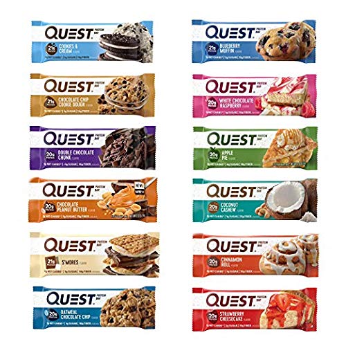 Quest Nutrition Protein Bar Adventure Variety Pack. Low Carb Meal Replacement Bar w/20g+ Protein. High Fiber, Soy-Free, Gluten-Free (24 Count)