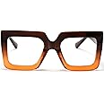 AIEYEZO Oversized Square Blue Light Glasses for Women Cute Big Frame Glasses Fashion Clear Multi-Color Computer Eyewear