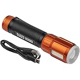 Klein Tools 56412 Rechargeable LED Flashlight with Flood Light, 500 lumens, USB-C Rechargeable, Pocket Clip, Magnet, for Professional Work
