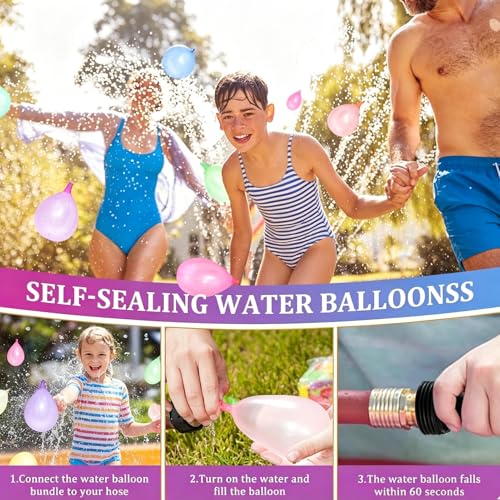 TKGEOUE 666 Water Balloons For Kids Easy Fill With Tap Adapters Bunch o Balloons 1s Rapid-Filling Self-Sealing 100+ In 60s For Water Toys For Kids Outdoor Water Games Beach Pool Party Fight (B)
