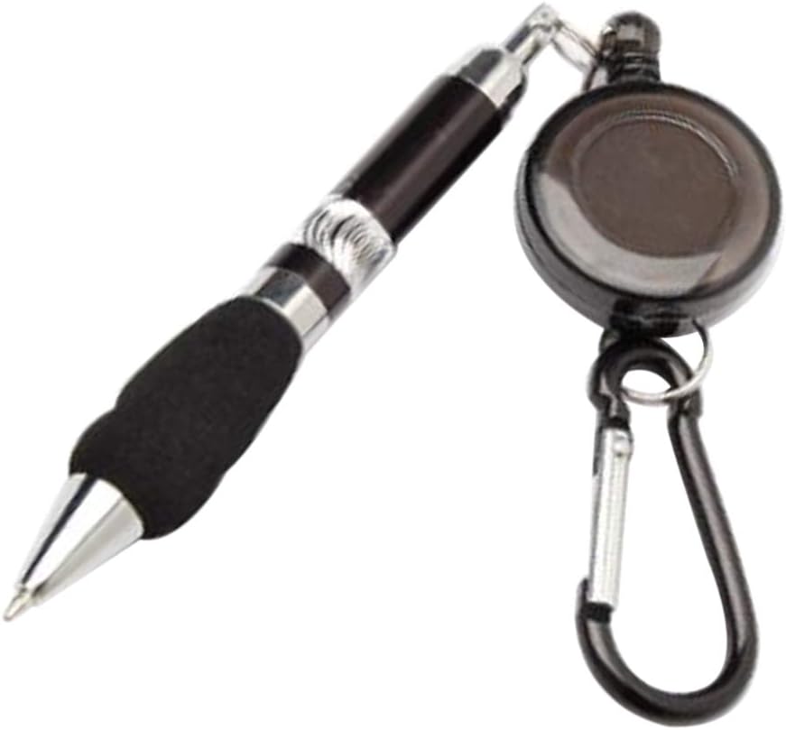 Retractable Badge Reel Pen Belt Clip and Carabiner Ink Color Blue or