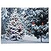 Lighted Christmas Tree & Cardinal Birds LED Canvas Print - Snowy Winter - Forest Pine Trees - Winter Scene Wall Art Measures 15.75