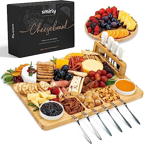 SMIRLY Charcuterie Boards Set, Large Cheese Board with Accessories, Bamboo