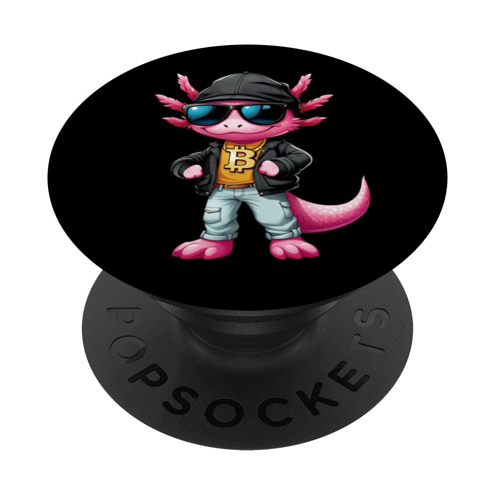 Cool Axolotl Hodler Sunglasses Neckless Bitcoin Bitcoin PopSockets Swappable PopGrip