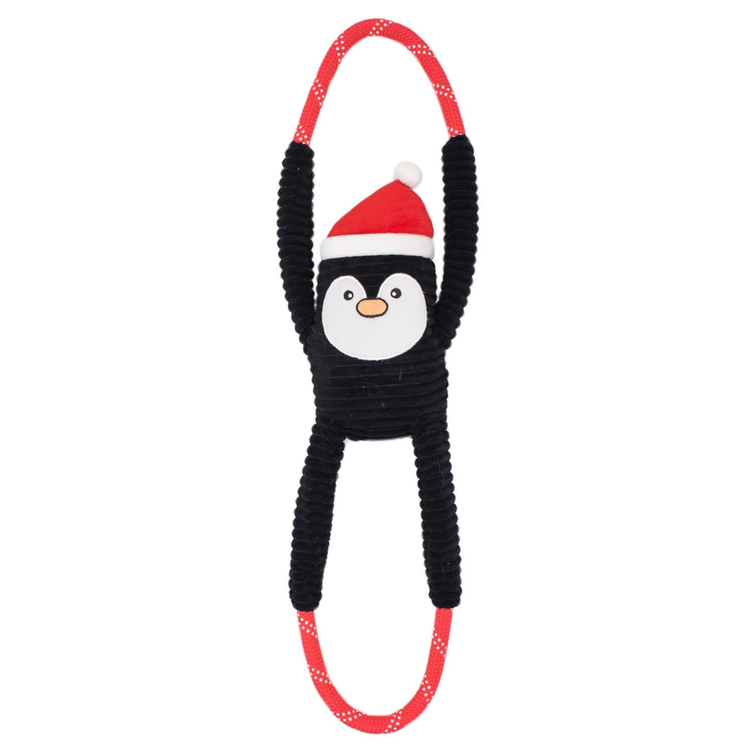 ZippyPaws - Holiday RopeTugz, Squeaky and Plush Rope Tug Dog Toy - Penguin