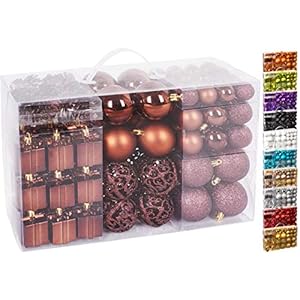 Brubaker 101-delige set kerstballen met boompiek kerstboomversiering bruin