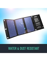 Nekteck 21W Solar Charger, 2 USB Port Waterproof Portable Camping Charger with High Efficiency Solar Panel Cell Compatible for iPhone X 8 Plus 8, iPad, and Any USB Devices