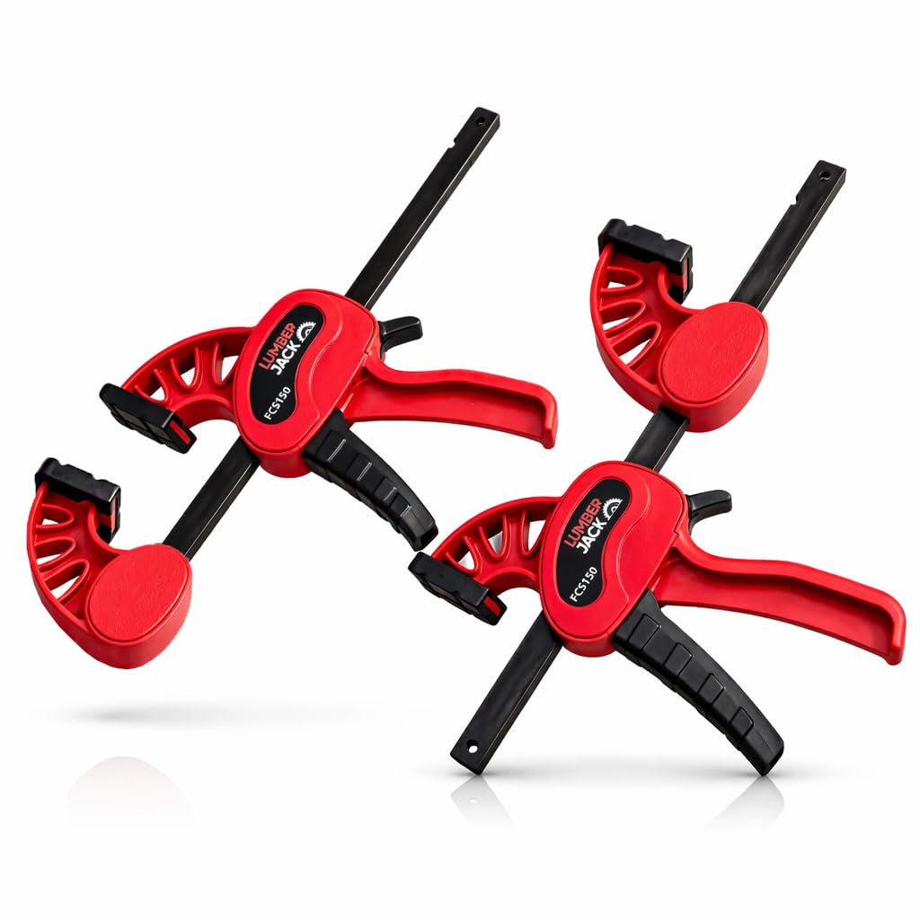 LUMBER JACK Quick Grip Rachet 150mm Heavy Duty Bar Clamps for Woodworking, One-Handed Operation Fast Clamp Spreader 2 Pieces Included