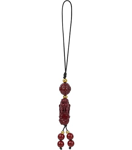 GUEDKIKL Chalcedony Peace Buckle Keychain - Gemstone Donut Tassel Healing Keychain, Red