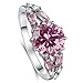 Psiroy 925 Sterling Silver Created Pink Topaz Filled Split Shank Band Cocktail Ring Size 9