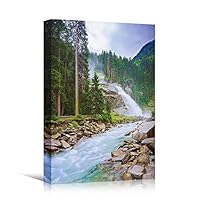 Canvas Wall Art River Waterfalls Landscape Multicolor Photography Relax/Calm Traditional Waterfall - 12x18 inches