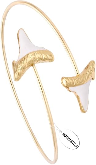 NOUMANDA Fashion White Enameled Double Headed Shark Tooth Bracelet